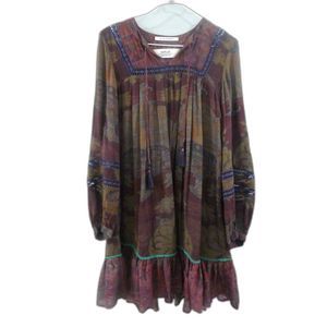 REPLAY Tunic Dress- Burgundy/Green/Navy - S